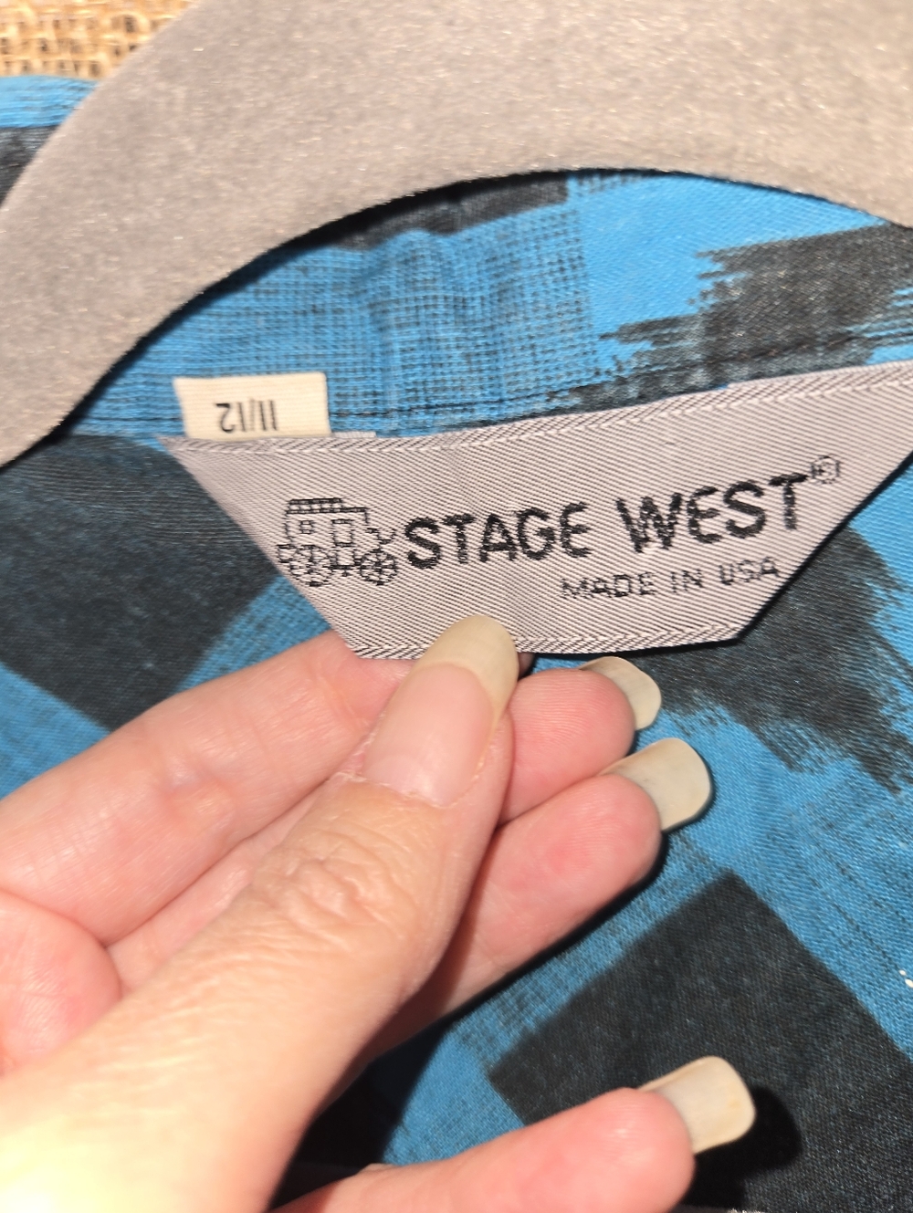 Vintage Stage West Turquoise Black Aztec Western Button-Up Shirt Size 11/12 - Picture 8 of 10